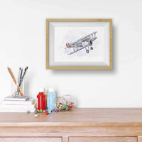 Thumbnail for Blue Gray Red Biplane Print