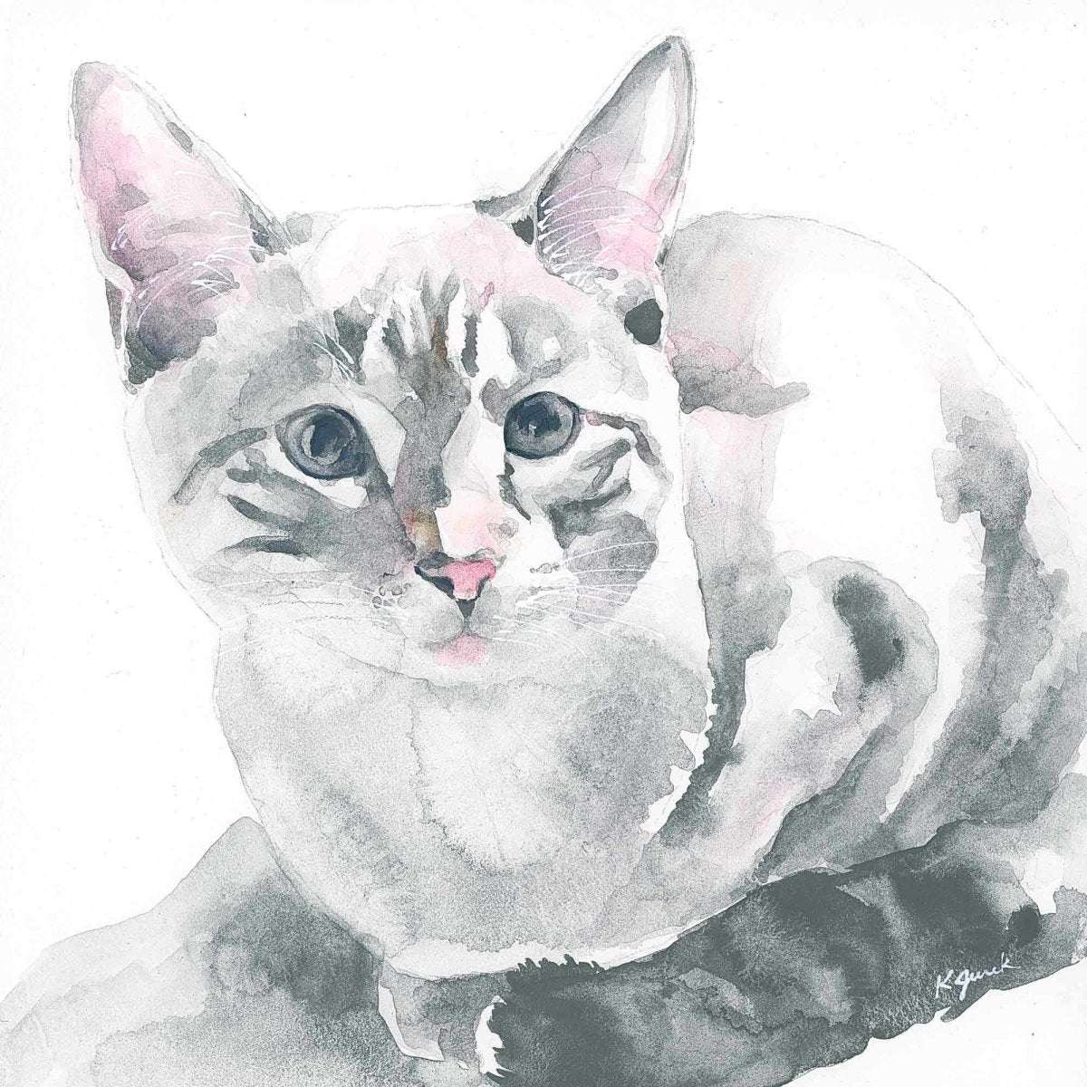 siamese cat watercolor painting