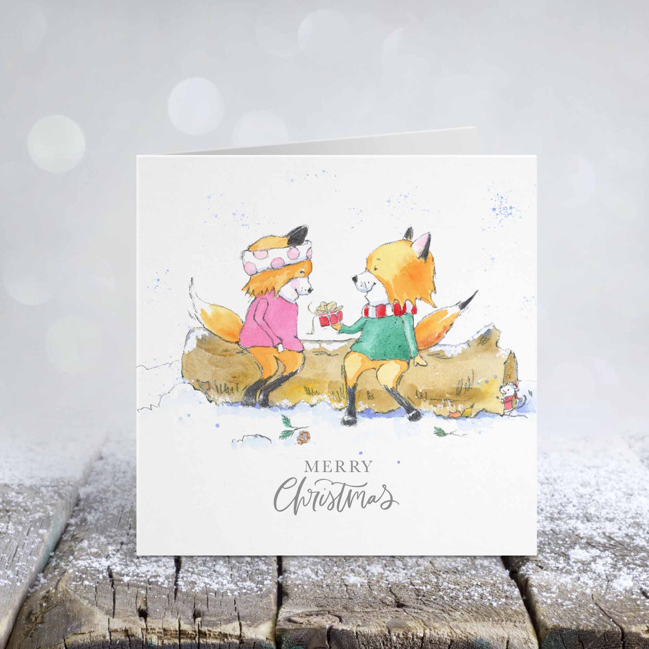 Cute Foxes Christmas Love Card