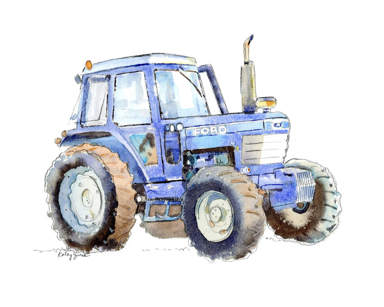 tractor watercolor painting for kids rooms