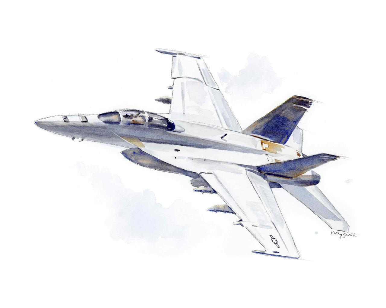 F/A-18 Super Hornet Watercolor - Navy Jet Kids Wall Decoration