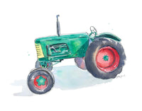 Thumbnail for Classic Oliver Green Tractor Art Print on White