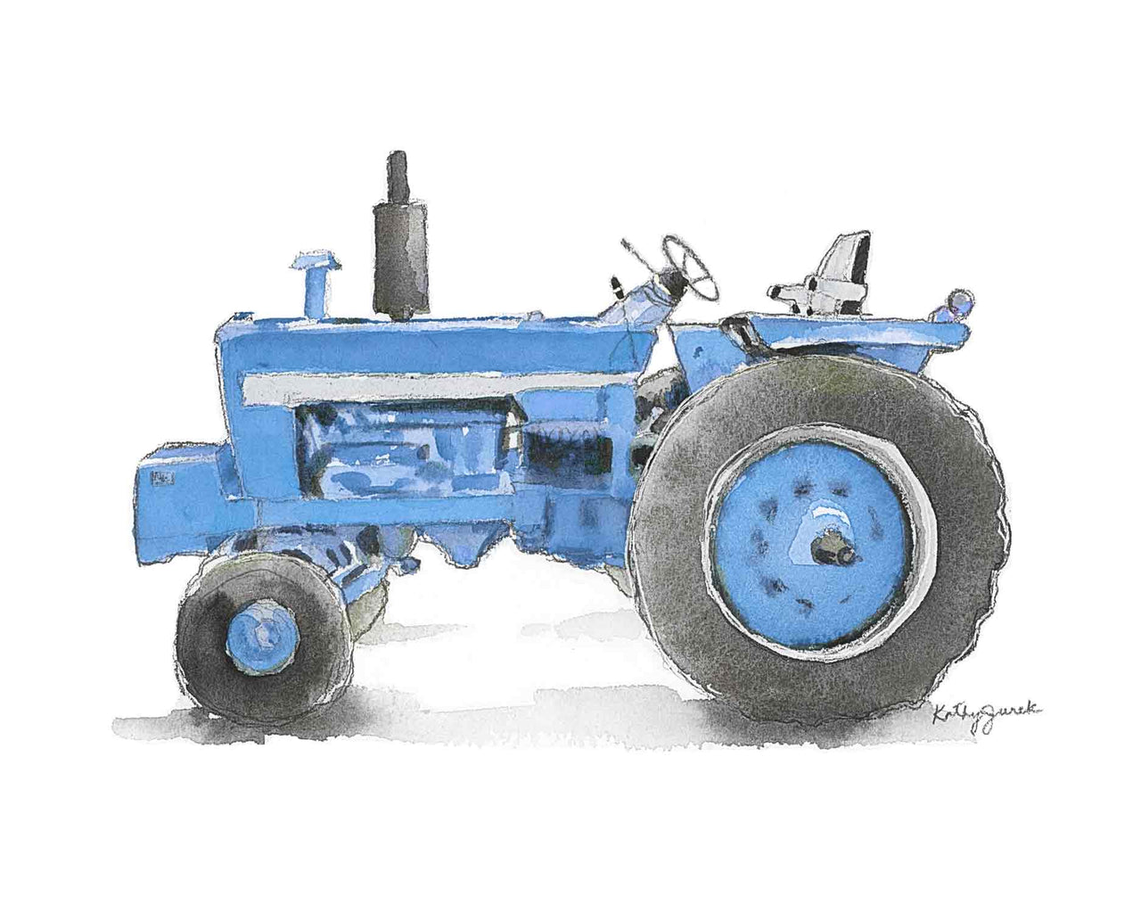 light blue tractor print