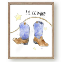 Thumbnail for watercolor nursery illustration of blue cowboy boots