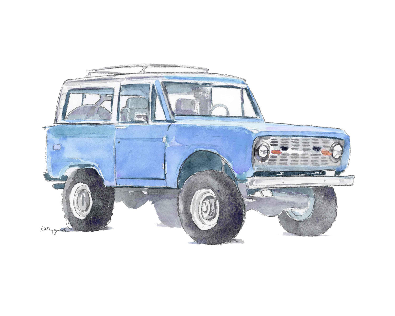 Light Blue Bronco Truck Print