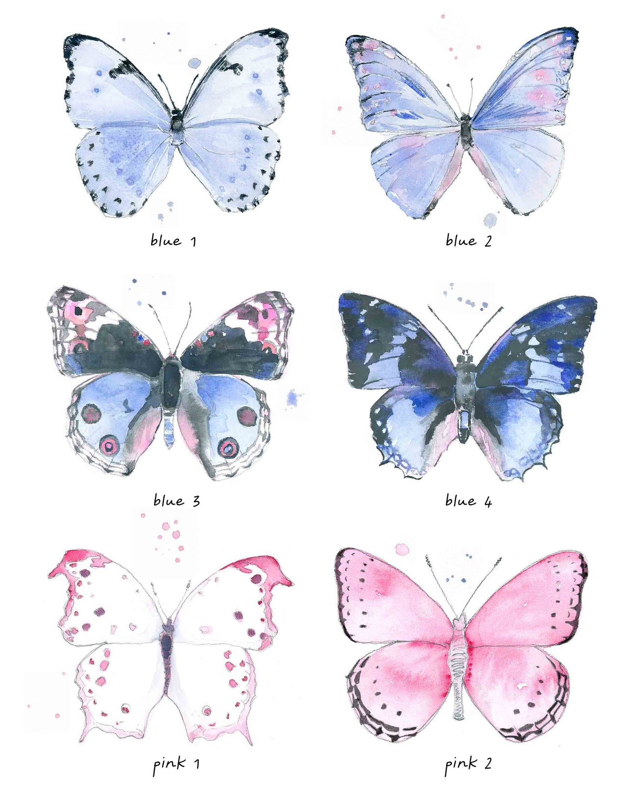 Butterfly Watercolor Print Set