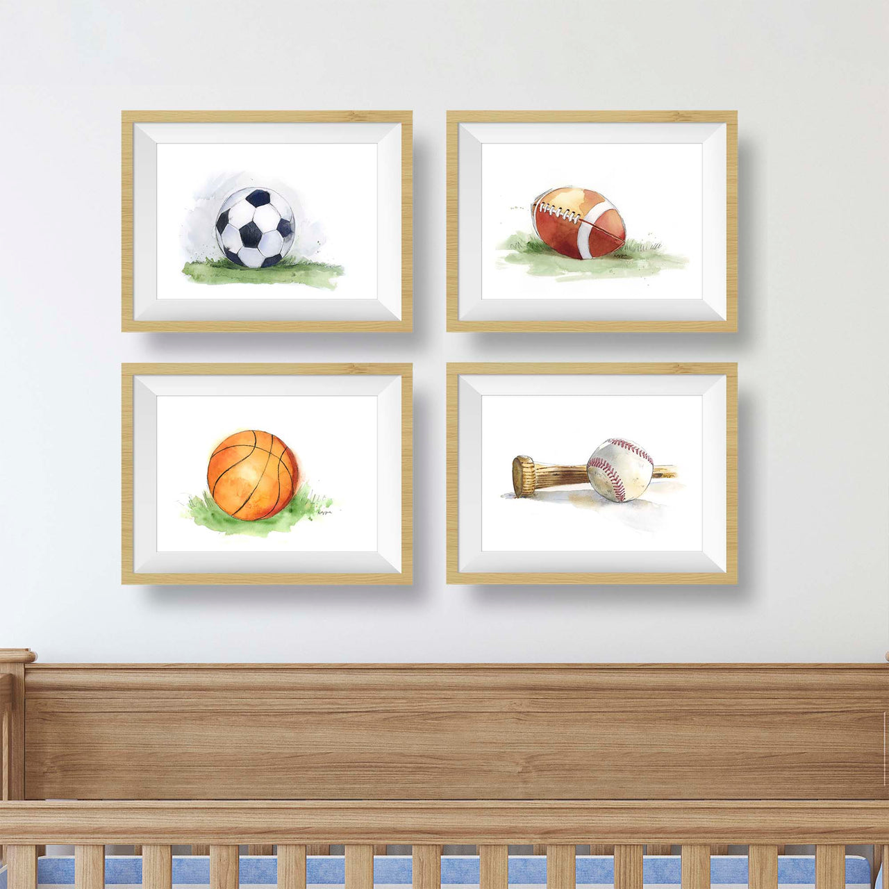 Set of Sports Prints for Kids' Rooms - Choose from 8 Designs: Soccer, Football, Baseball, Basketball, Golf