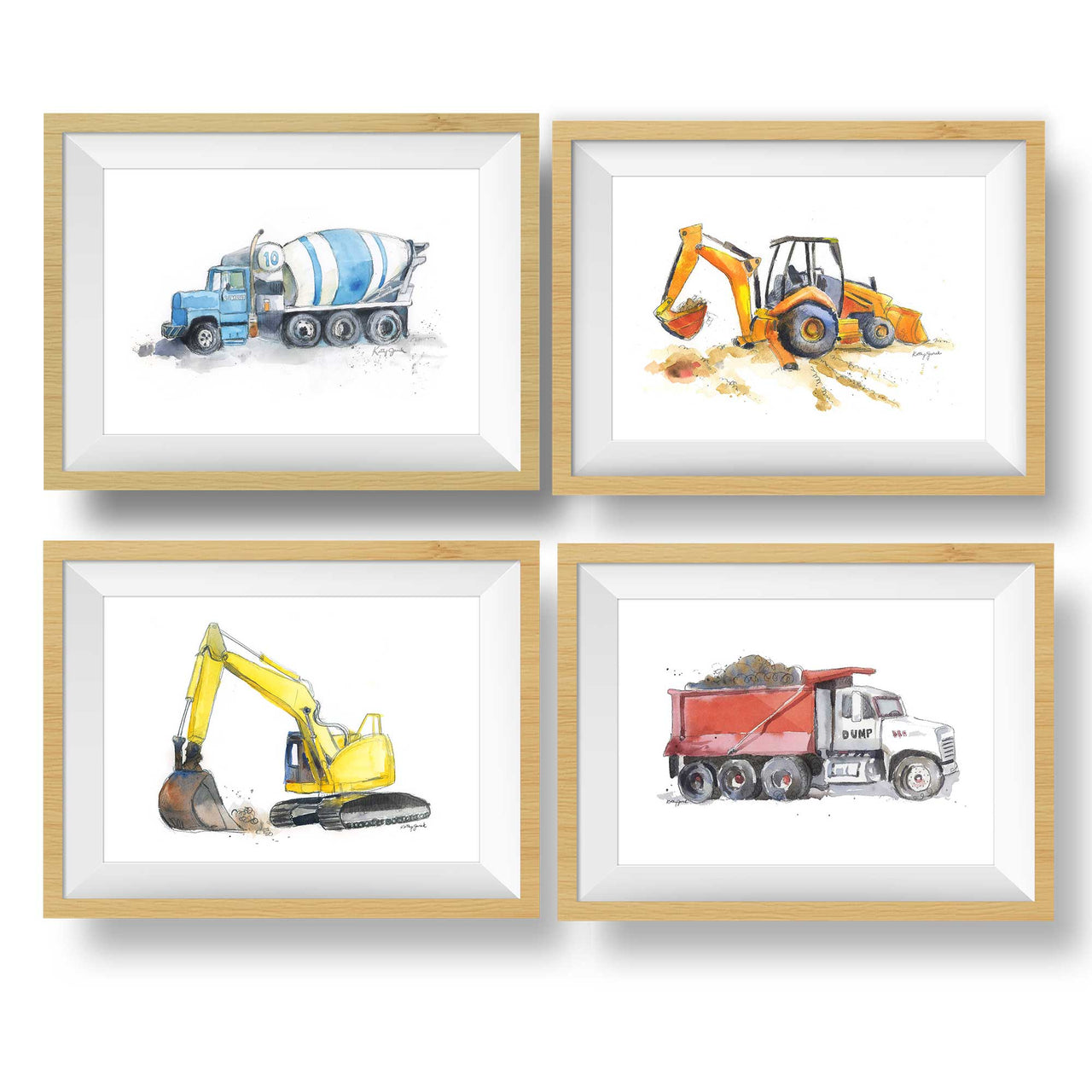 Construction Truck Prints Set