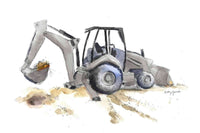 Thumbnail for Blue Gray Backhoe Print