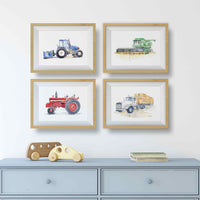 Thumbnail for set of 4 farm themed vehicles watercolor prints for kids rooms