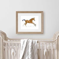 Thumbnail for Brown Horse Running Watercolor Print - Nursery & Kids' Room Wall Art