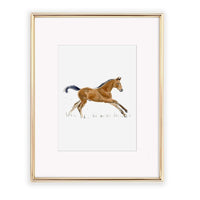 Thumbnail for Brown Horse Running Watercolor Print - Nursery & Kids' Room Wall Art