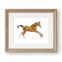 Thumbnail for Brown Horse Running Watercolor Print - Nursery & Kids' Room Wall Art