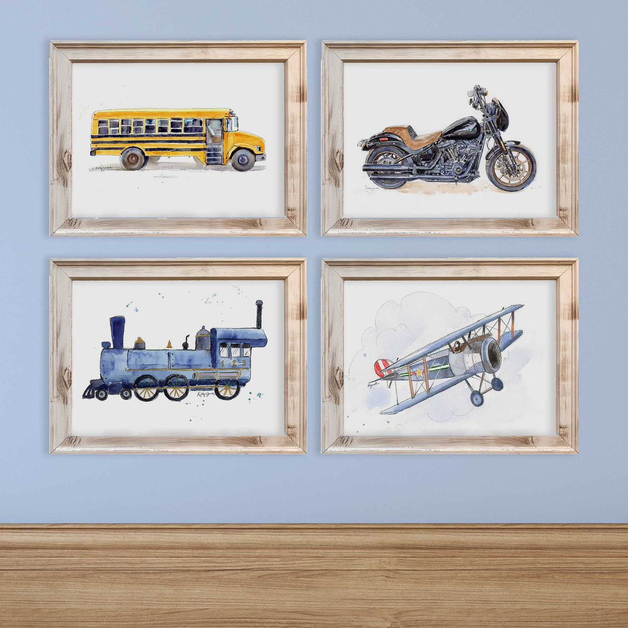 Transportation Vehicles Prints Set