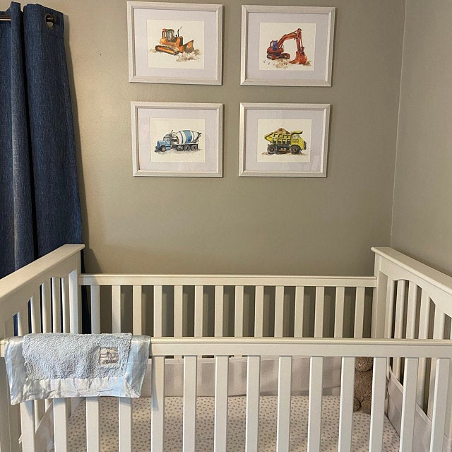 Set of construction truck prints for boy nursery decor