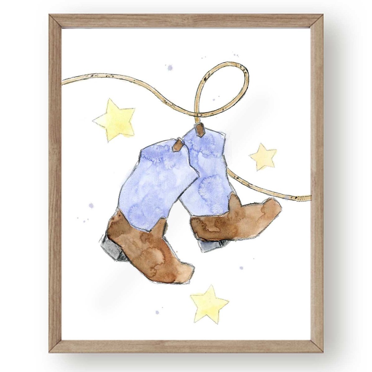 Watercolor illustration of a vintage cowboy boot