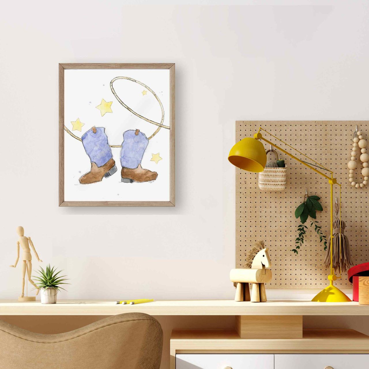 Rustic cowboy boot wall art for nursery