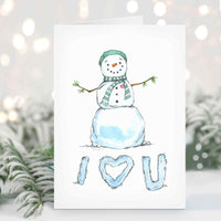 Thumbnail for a card with a watercolor snowman on it