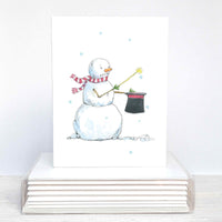 Thumbnail for a card with a snowman holding a broom