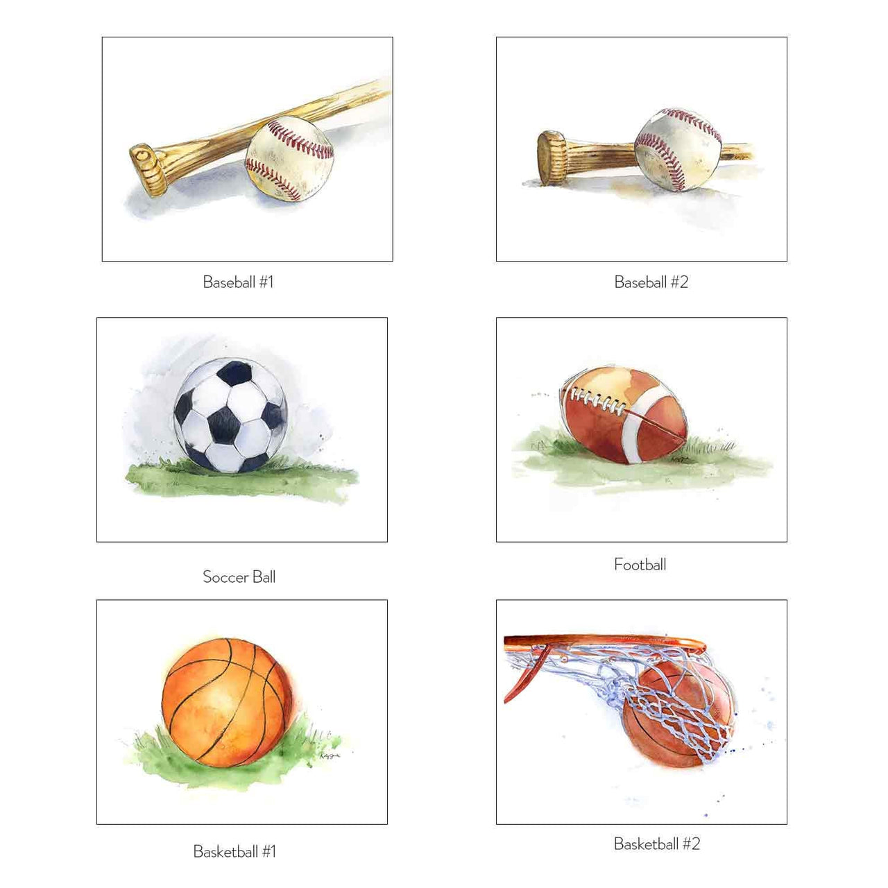 Set of Sports Prints for Kids' Rooms - Choose from 8 Designs: Soccer, Football, Baseball, Basketball, Golf