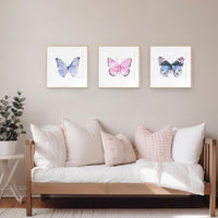 Thumbnail for Ella's Butterflies Prints Set - Blue and Pink Kids Wall Art