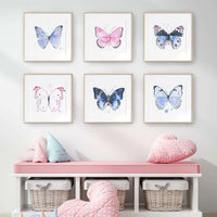 Thumbnail for Ella's Butterflies Prints Set - Blue and Pink Kids Wall Art