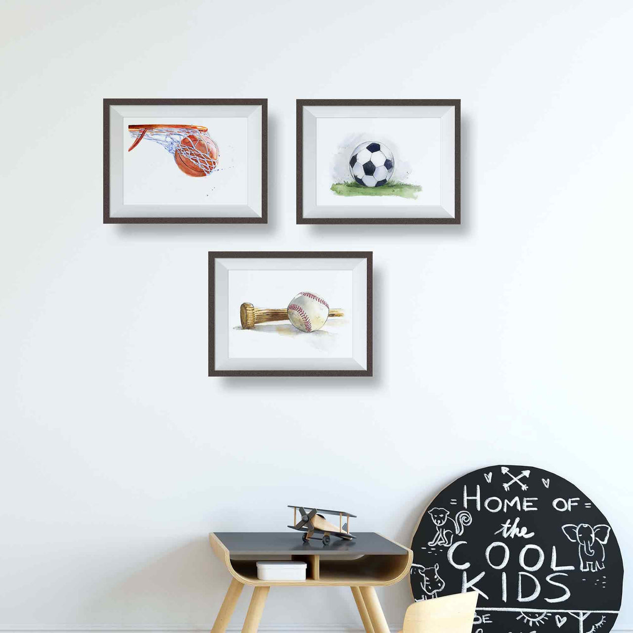 Set of Sports Prints for Kids' Rooms - Choose from 8 Designs: Soccer, Football, Baseball, Basketball, Golf