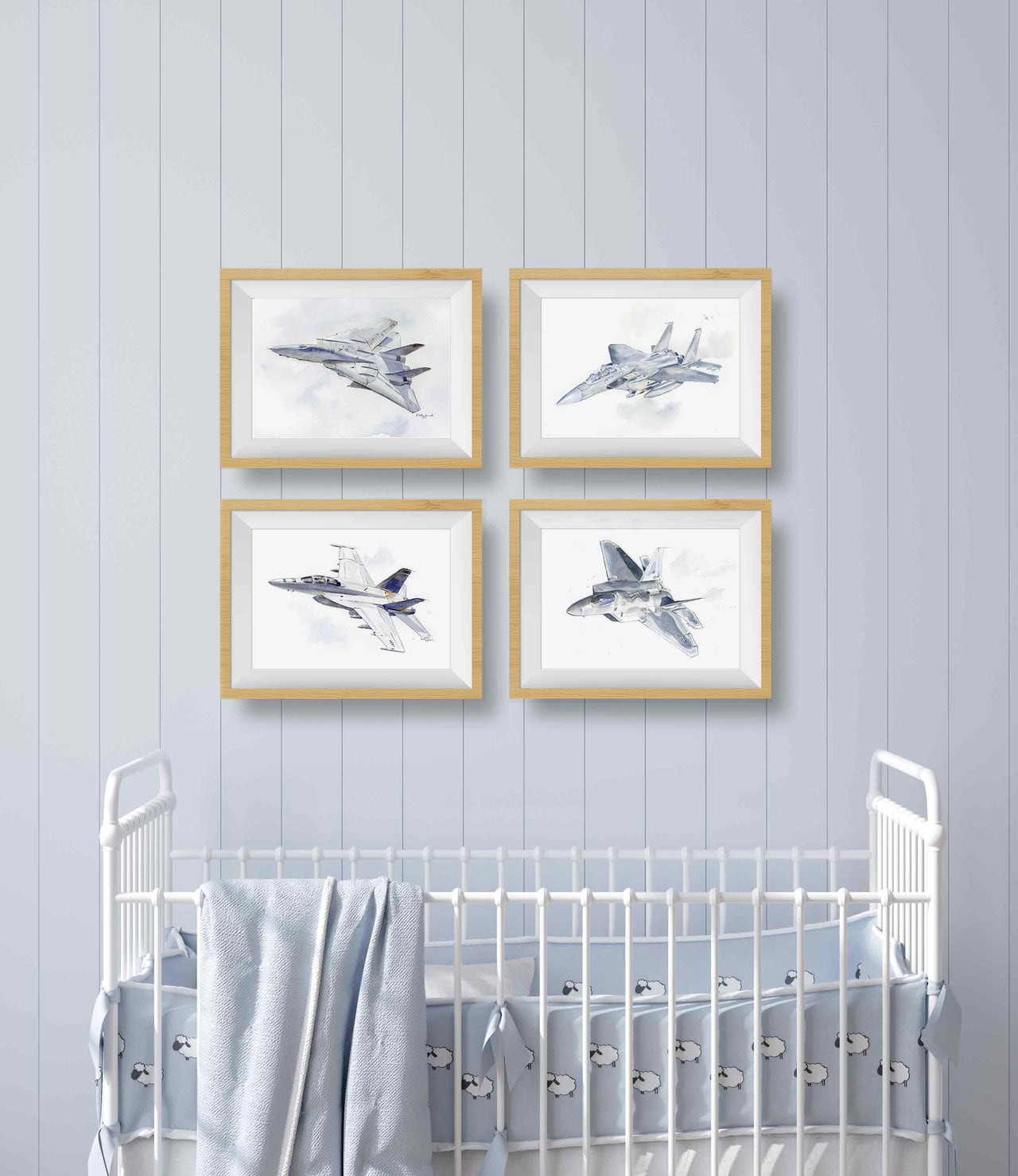 F/A-18 Super Hornet Watercolor - Navy Jet Kids Wall Decoration