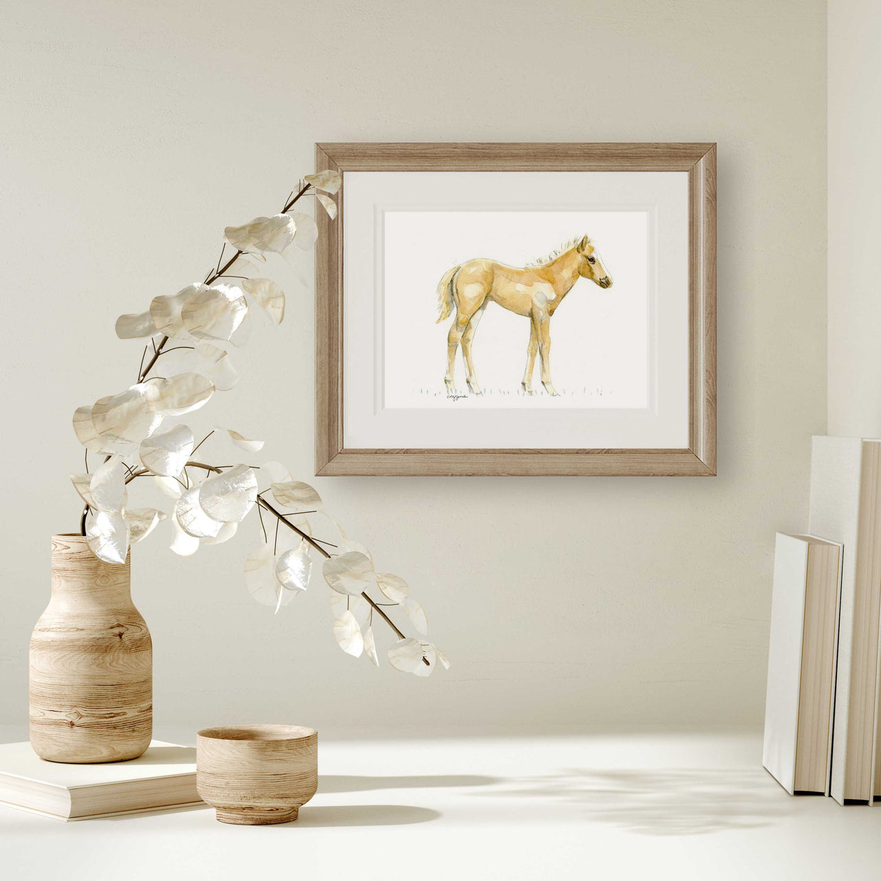 Baby Palomino Horse Watercolor Print - Nursery & Kids' Room Wall Art