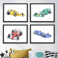 Thumbnail for Formula One Race Cars Nursery Wall Art Set