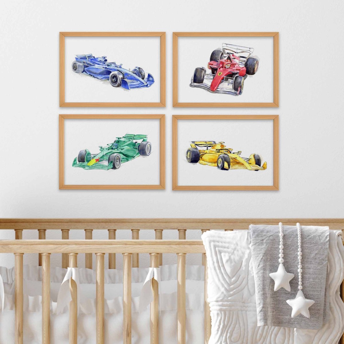 Formula One Race Cars Nursery Wall Art Set