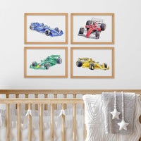 Thumbnail for Formula One Race Cars Nursery Wall Art Set
