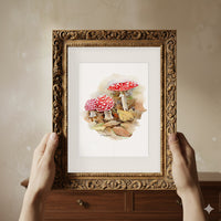 Thumbnail for Red Mushrooms Watercolor Art Print #2