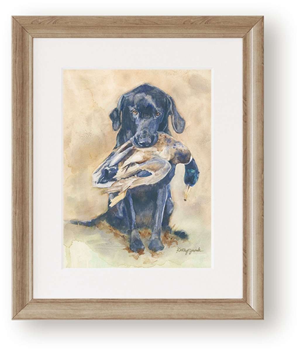 "Loyal" Black Labrador Retriever with Duck Print