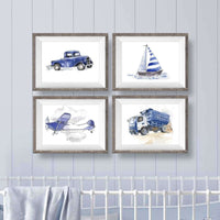 Thumbnail for Navy Blue Transportation Vehicles Prints Set