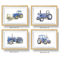 Thumbnail for Set of Blue Tractor Watercolor Prints for Baby and Toddler Boys' Rooms