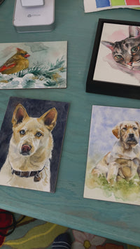 Custom Watercolor Dog Portrait from Photo on Aquaboard