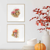 Thumbnail for Red Mushrooms Watercolor Art Prints (Set of 2)