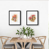 Thumbnail for Red Mushrooms Watercolor Art Prints (Set of 2)