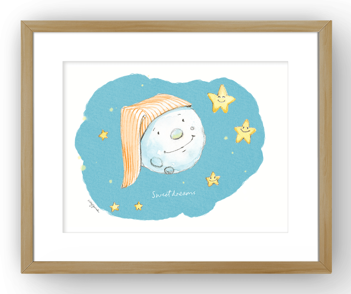 Sweet Dreams Moon and Stars Nursery Print