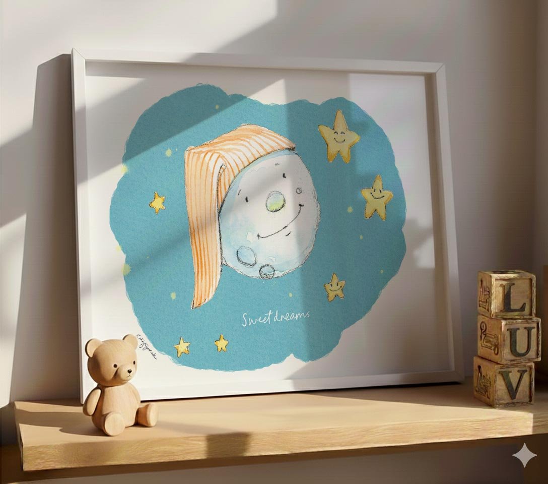 Sweet Dreams Moon and Stars Nursery Print