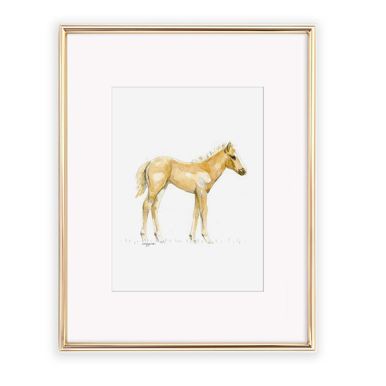 Baby Palomino Horse Watercolor Print - Nursery & Kids' Room Wall Art