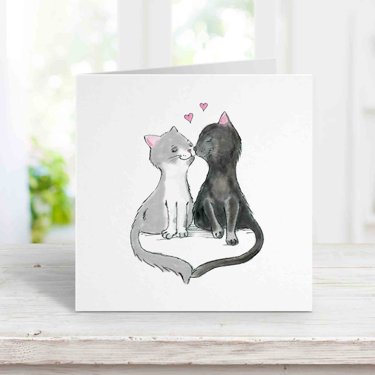 kissing cats love card