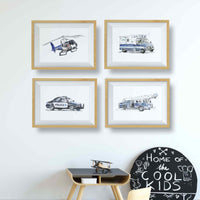 Thumbnail for Blue Gray Vintage Fire Truck Wall Art Print – Watercolor Firefighter Nursery Decor (Copy)