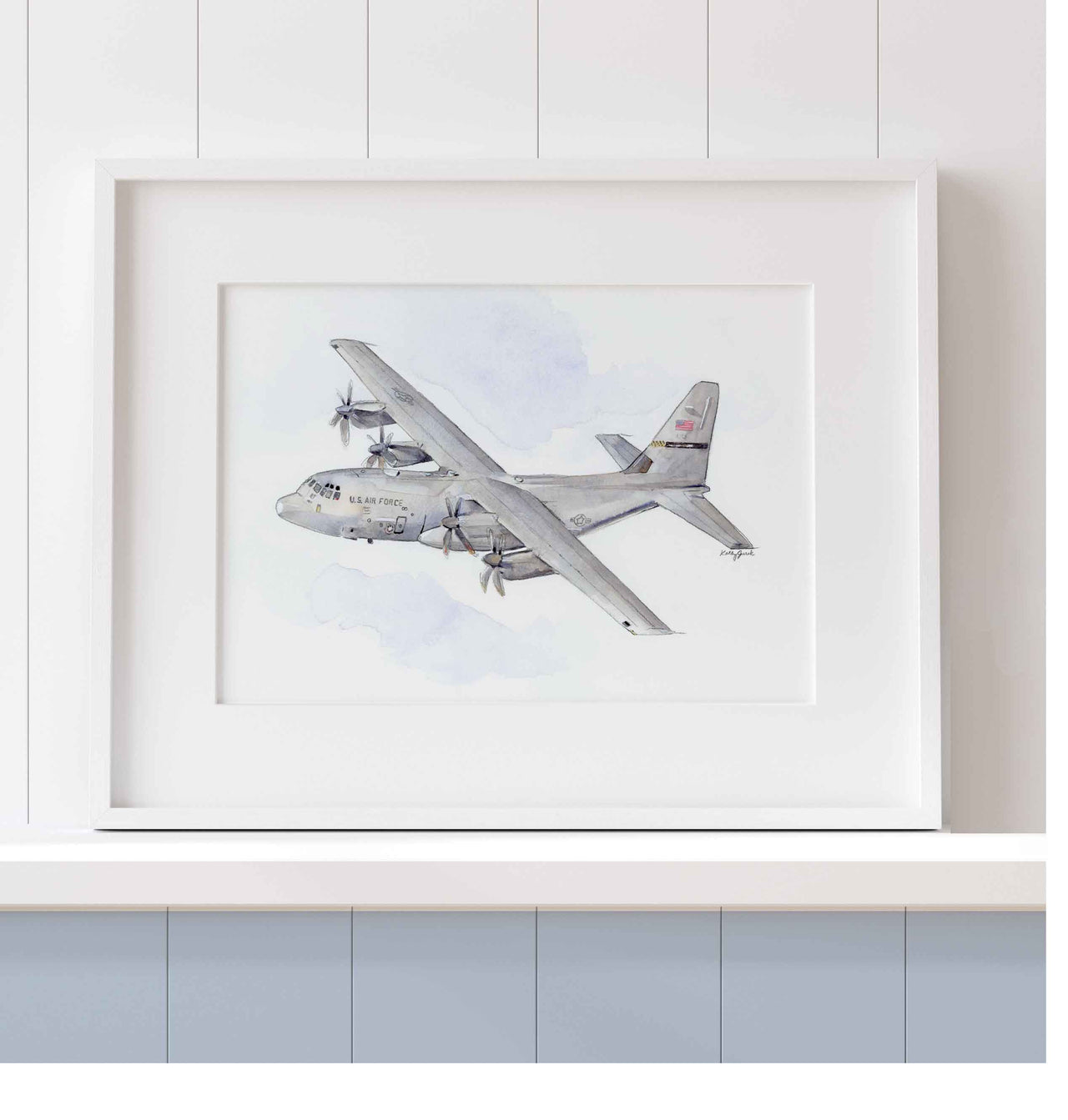 C-130J Super Hercules Watercolor - Modern Military Transport Plane Art