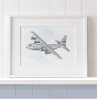 Thumbnail for C-130J Super Hercules Watercolor - Modern Military Transport Plane Art