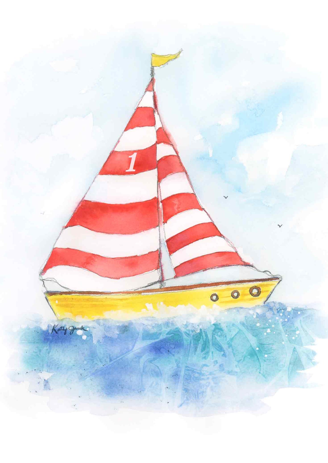 Red Sailboat Print (download)