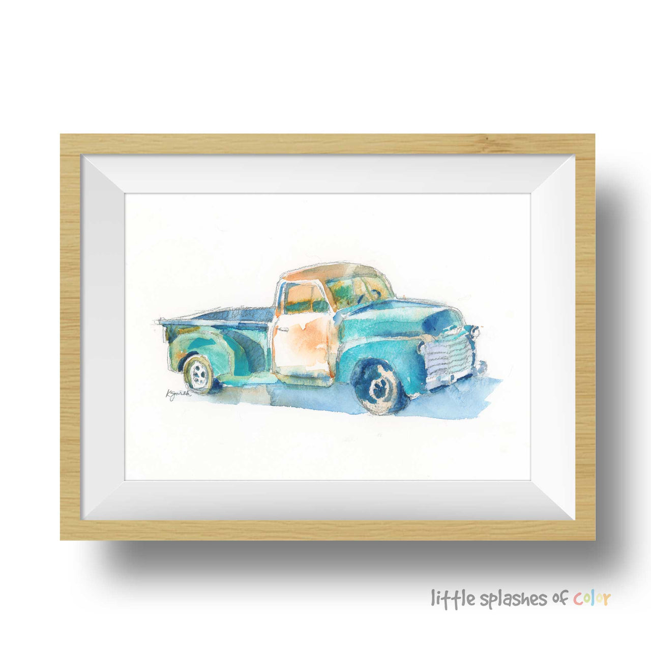 Turquoise Pickup Truck Print #1
