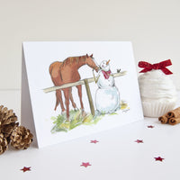 Thumbnail for Silly snowmen note cards with horse