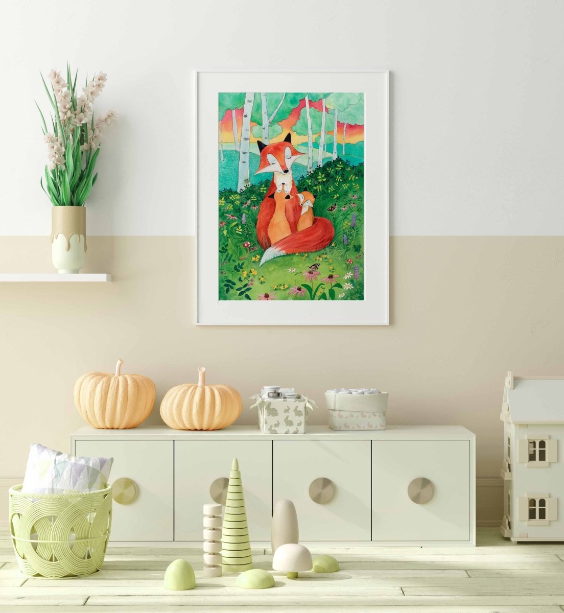 fox themed nursery art for kids